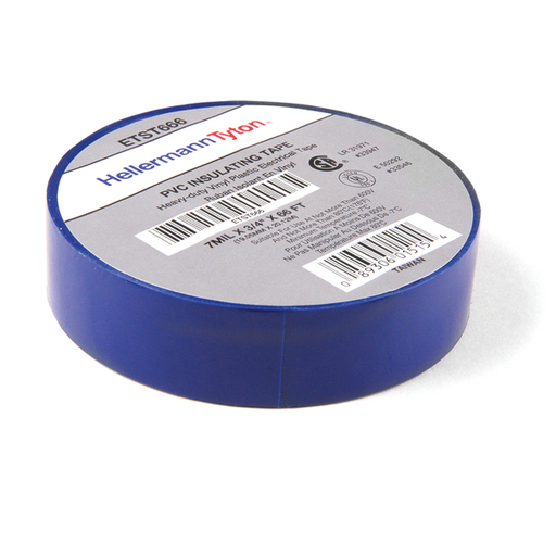 Electrical Tape, .75" x 66' Roll, 7.0 mil Thick, PVC, Blue, 10 rolls/pkg