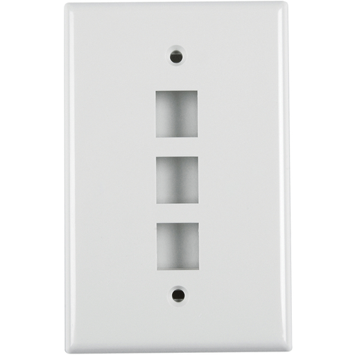 Standard Single Gang 3 Port Faceplate, ABS 94V-0, Office White, 1/pkg