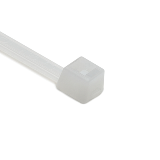 Cable Tie, 8" Long, UL Rated, 40lb Tensile Strength, PA66, Natural, 1000/pkg