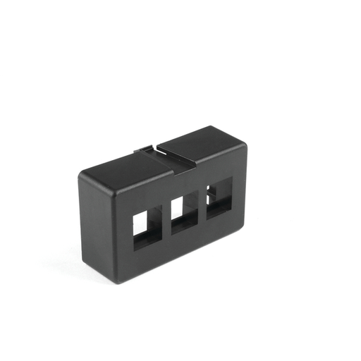 Modular Furniture Faceplate 3 Port, PVC, Black, 1/pkg