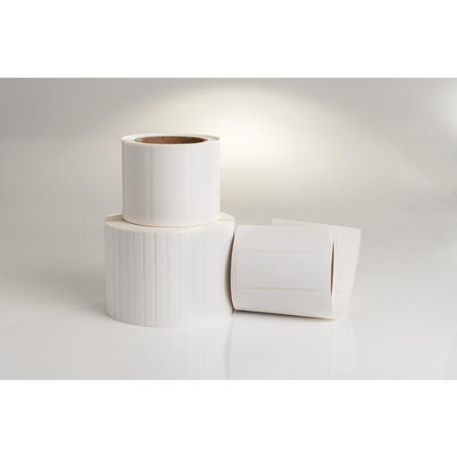 Thermal Transfer Labels, 1.50" x .25", 2 Across, Polyester, White, 10,000/roll