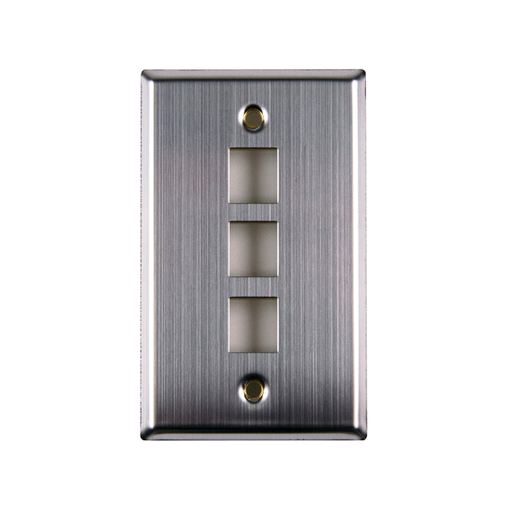 Flush Mount Faceplate 3 Port, Stainless Steel,1/pkg