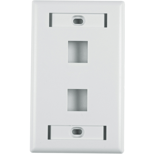 Single Gang 2 Port Faceplate With ID Windows, ABS 94V-0, Office White, 1/pkg