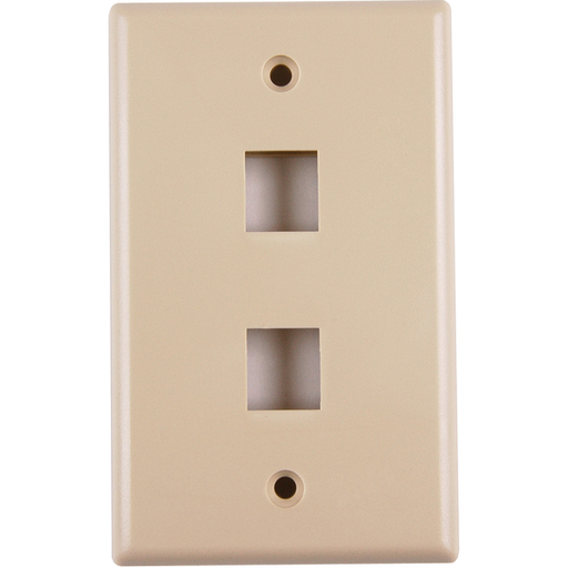 Standard Single Gang 2 Port Faceplate, ABS 94V-0, Ivory, 1/pkg