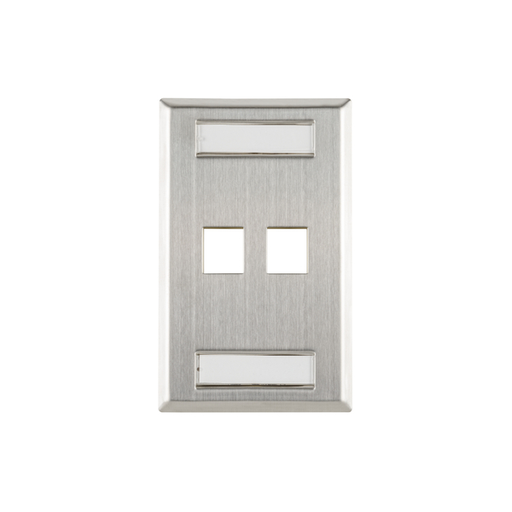 Flush Mount 2 Port Faceplate With ID Windows, Stainless Steel,1/pkg