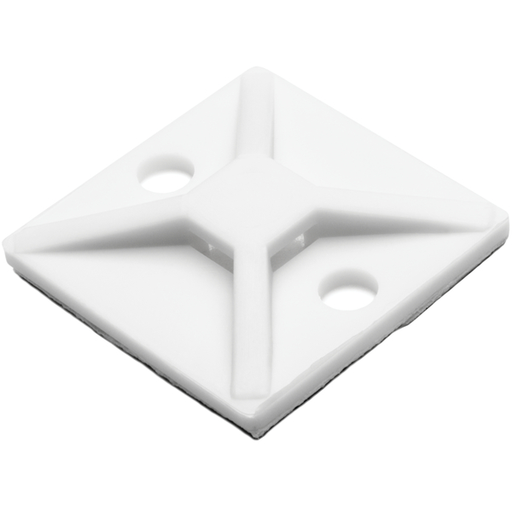 Adhesive Mount, 0.22" Height, 1.12" Length, 1.12" Width, Synthetic Rubber Adhesive, White