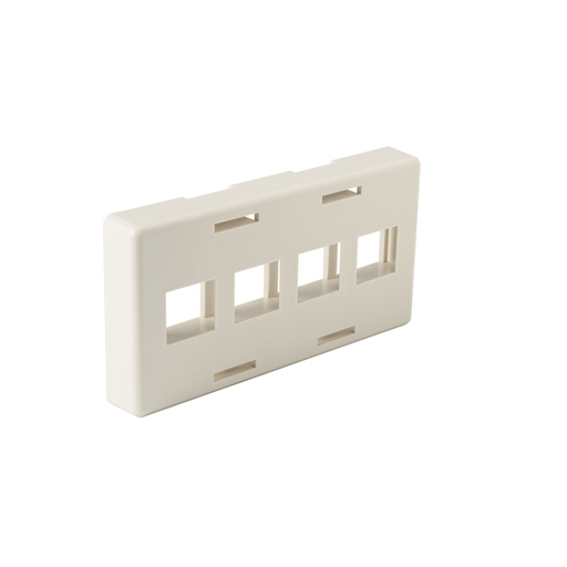 Modular Furniture Faceplate 4 Port, PVC, Office White, 1/pkg