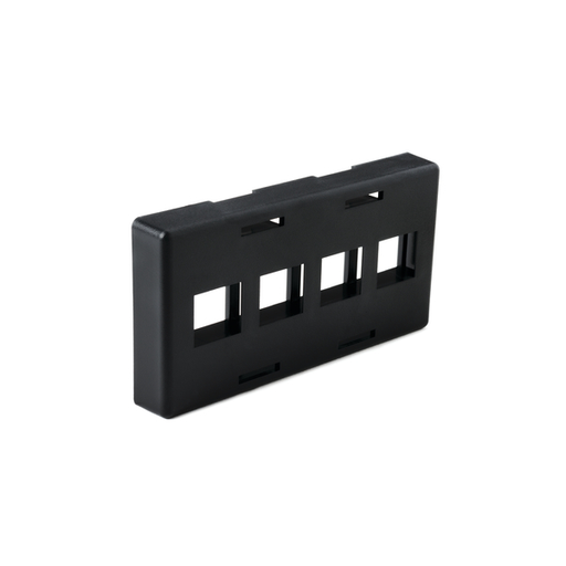 Modular Furniture Faceplate 4 Port, PVC, Black, 1/pkg