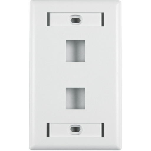 Single Gang 2 Port Faceplate With ID Windows, ABS 94V-0, White, 1/pkg