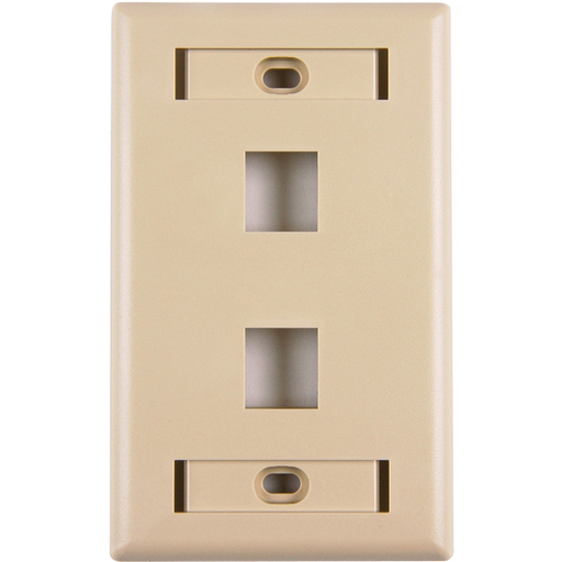Single Gang 2 Port Faceplate With ID Windows, ABS 94V-0, Ivory, 1/pkg