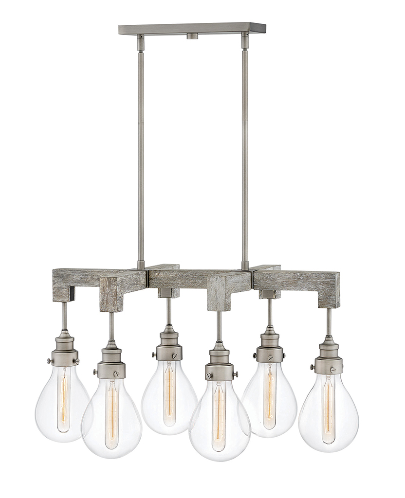 Product image for Denton 6 Light Linear Chandelier - Pewter