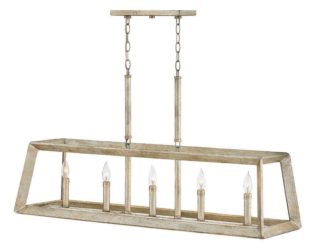Product image for Tinsley 5 Light Linear Chandelier - Silver Leaf