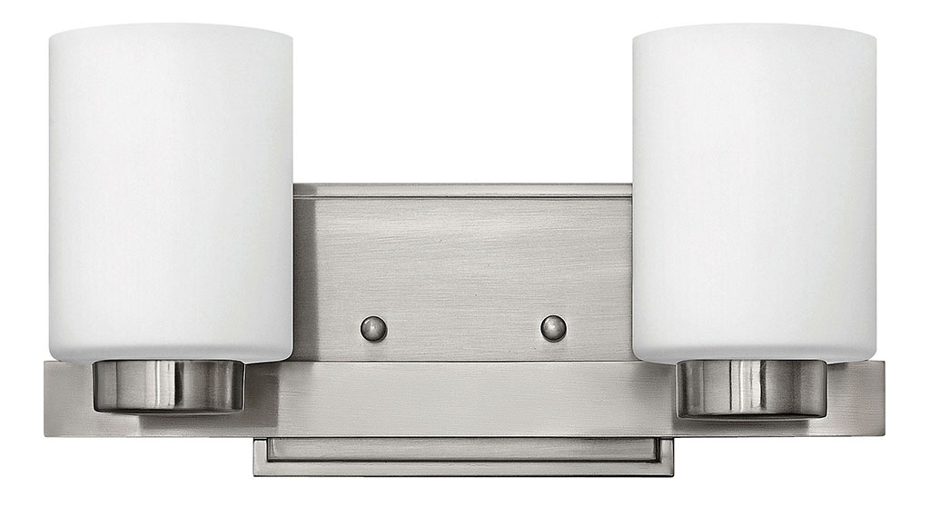 Product image for Miley 2 Light LED Vanity - Brushed Nickel w/ White Etched Glass