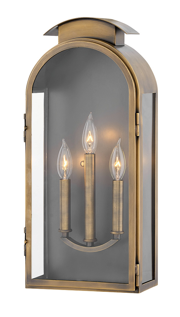 Product image for Rowley 3 Light Large Wall Lantern - Light Antique Brass