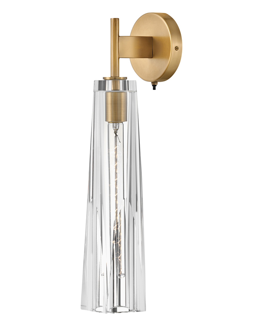 Product image for HINK FR31100HBR-CL COSETTE SCONCE 1L A19 HERITAGE BRASS/CLR GLASS H 21IN W 5IN