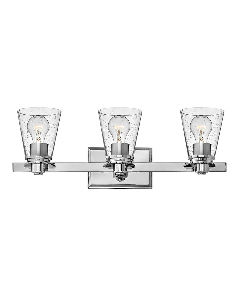 Product image for Avon 3 Light Vanity - Chrome w/ Clear Seeded Glass