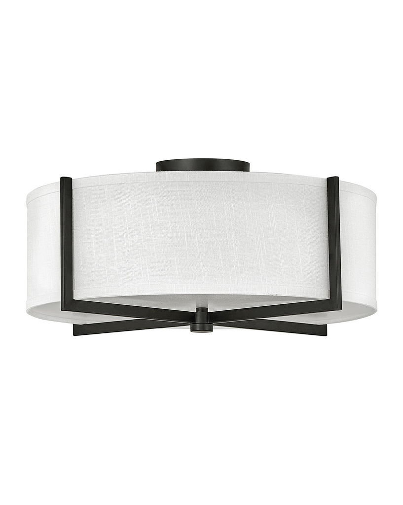 Product image for Axis 3 Light LED Semi-Flush Mount - Black w/ Off White Shade