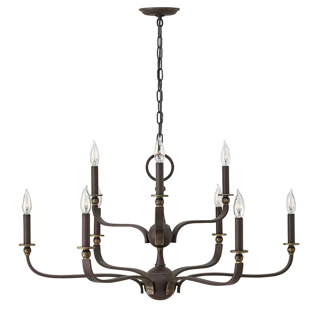 Product image for Rutherford 9 Light Large Chandelier - Oil Rubbed Bronze