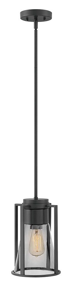 Product image for Refinery 1 Light Small Pendant - Black w/ Smoked Glass