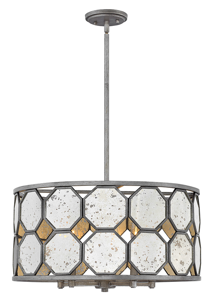 Product image for Lara 5 Light Medium Drum Chandelier - Brushed Silver