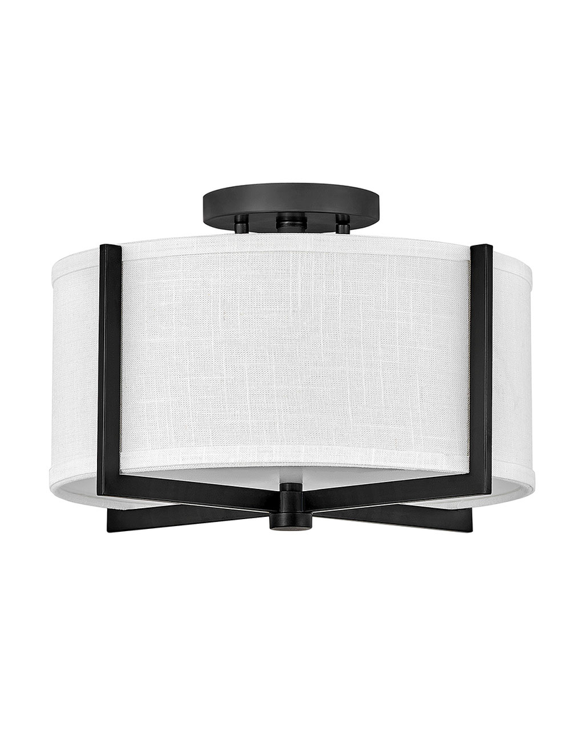 Product image for Axis 2 Light LED Semi-Flush Mount - Black w/ Off White Shade