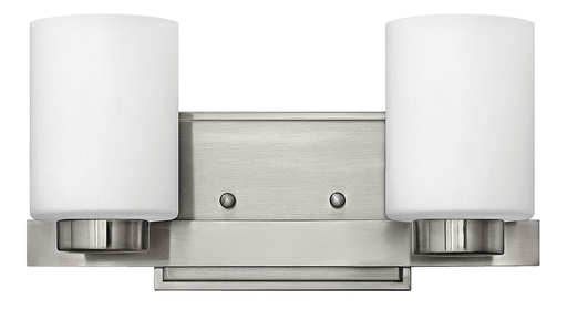 Product image for Miley 2 Light LED Vanity - Brushed Nickel w/ White Etched Glass