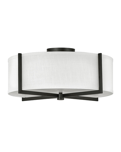 Product image for Axis 3 Light LED Semi-Flush Mount - Black w/ Off White Shade