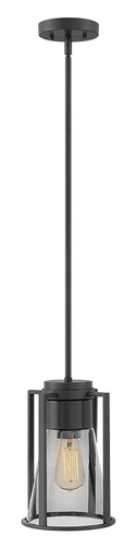 Product image for Refinery 1 Light Small Pendant - Black w/ Smoked Glass