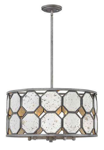 Product image for Lara 5 Light Medium Drum Chandelier - Brushed Silver