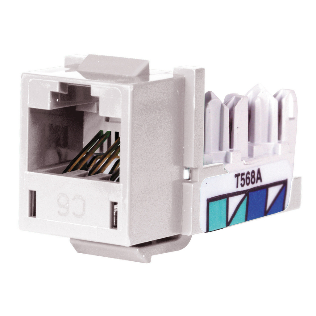 Hubbell Wiring Devices HXJ6W 8-Position White T568A/T568B Category 6 Modular Keystone Jack Hubbell Wiring Devices HXJ6W 8-Position White T568A/T568B Category 6 Modular Keystone Jack