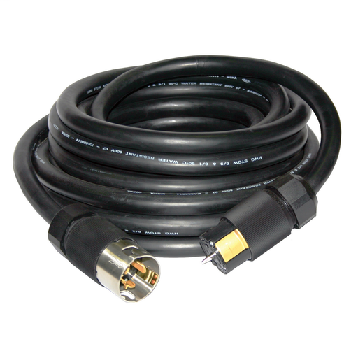 Temporary Power Products, Distribution Boxes, Cable Sets and Receptacles, Cable, 50A, Yellow, Molded-On, 50'