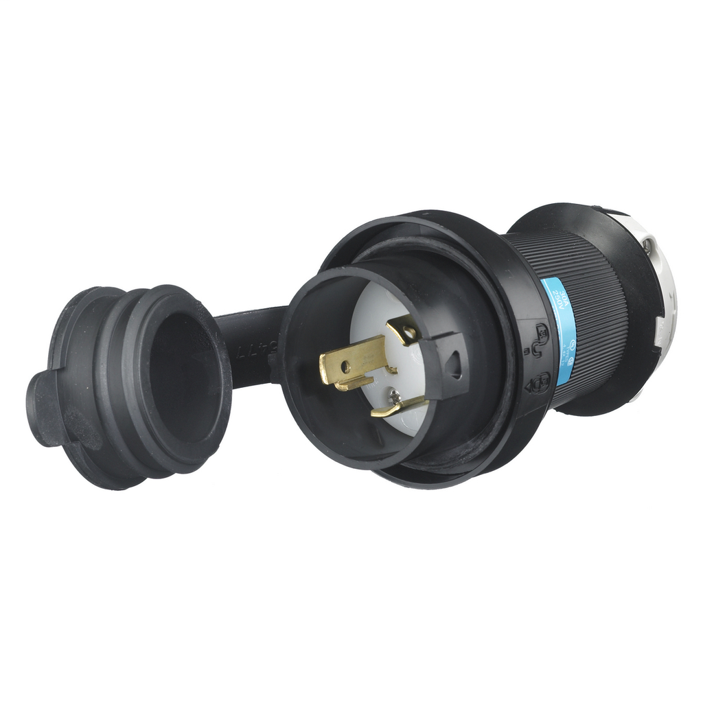 HUBBELL HBL2621SW 30AMP 250V 2P3W NEMAL6-30 TWIST LOCK PLUG W/ SAFETY SHROUD HUBBELL HBL2621SW 30AMP 250V 2P3W NEMAL6-30 TWIST LOCK PLUG W/ SAFETY SHROUD