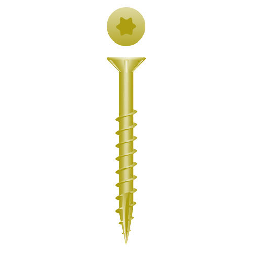 Flat Head w/Nibs 8 x 1-5/8, T-20, Coarse, Type '17', Zinc Yellow