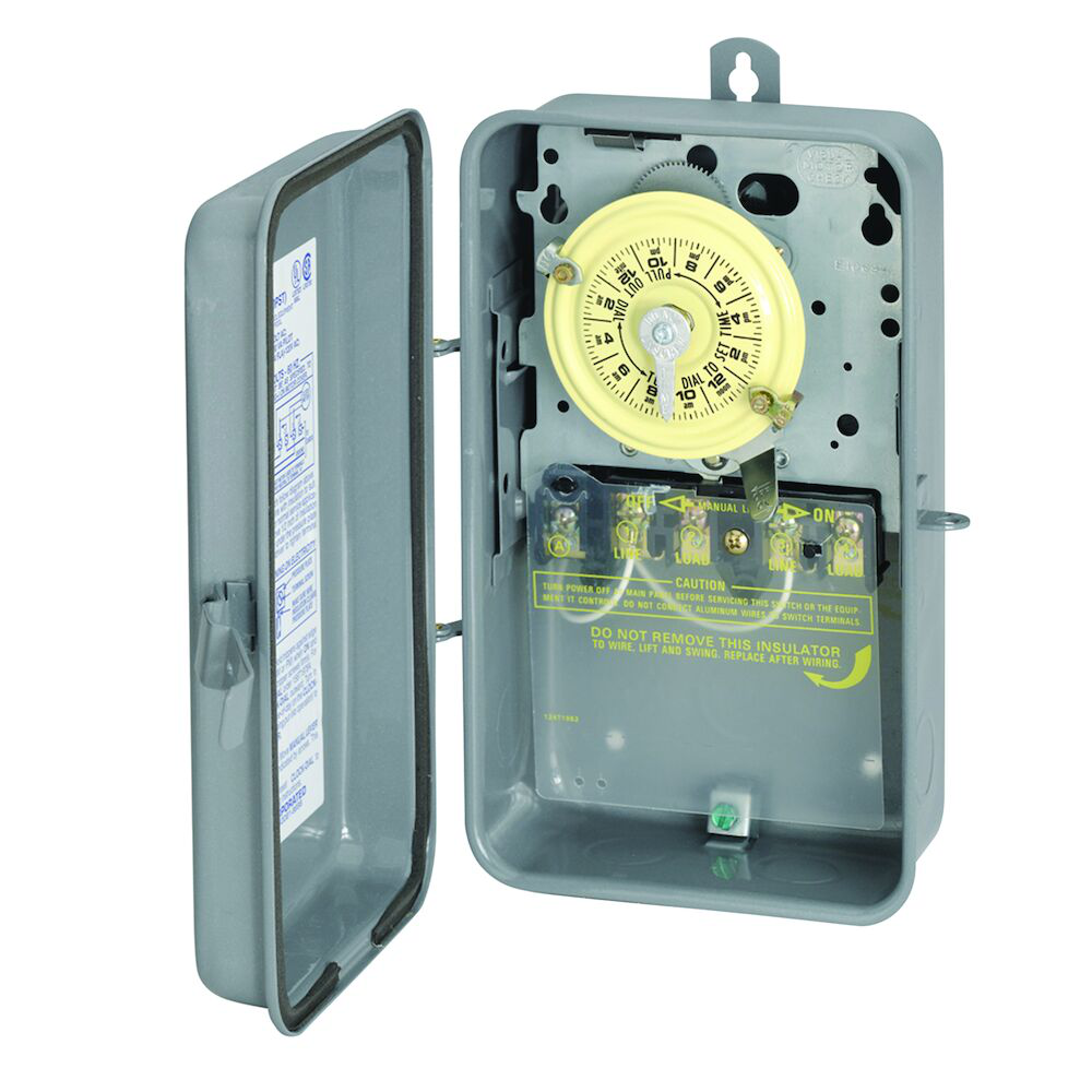 24Hour Mechanical Time Switch, 208277 VAC, 60Hz, DPST, Indoor/Outdoor