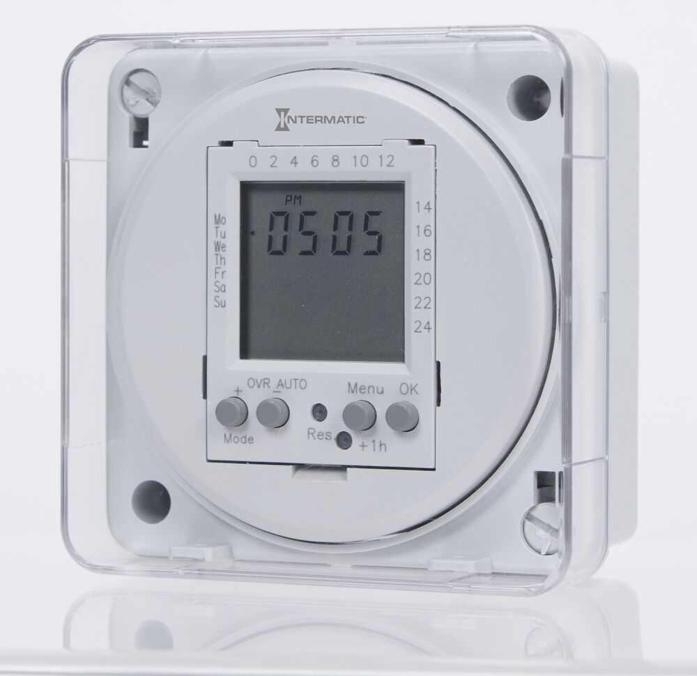 Product image for Intermatic FM1D20E-24 7-Day 24 VAC 50/60 Hz 24 VDC 16 Amp 2-Circuit Flush Mount Timer Module