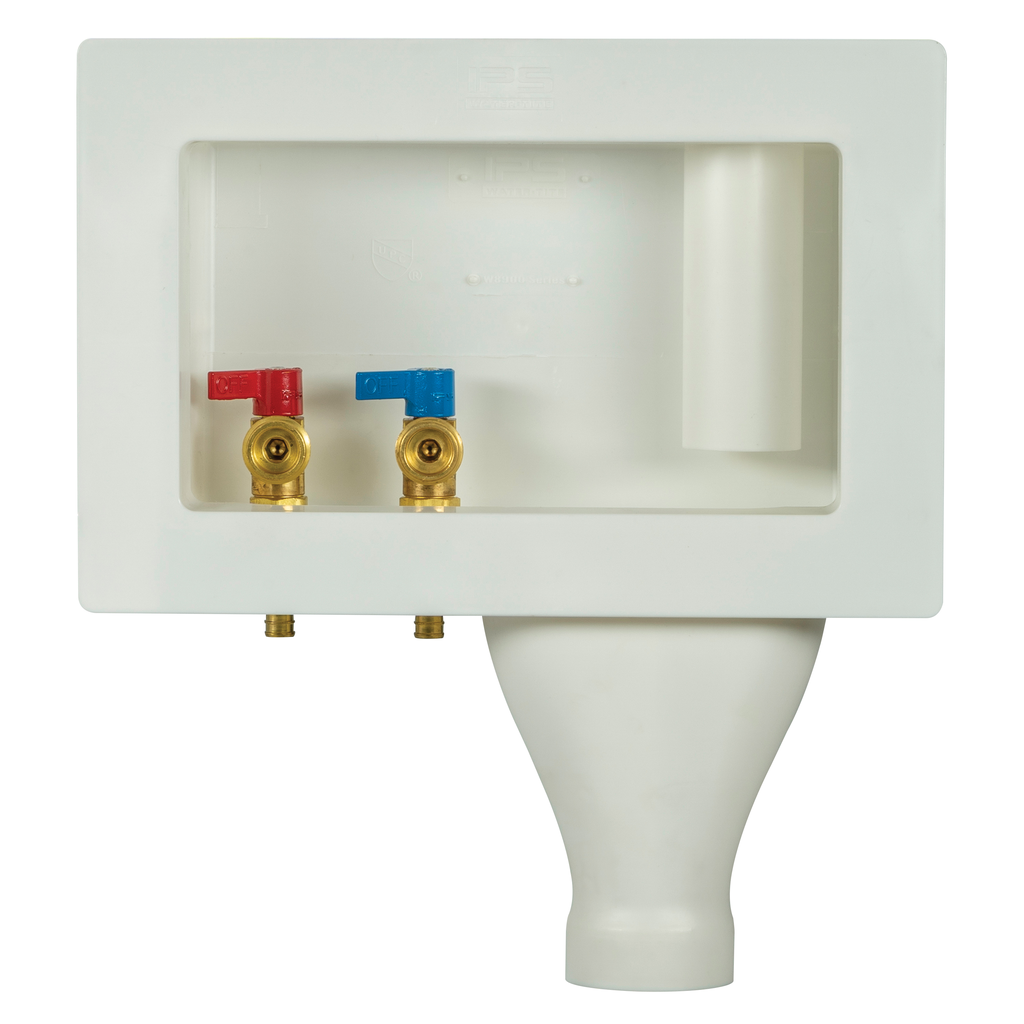Water-Tite 87361 White Plastic Contractor Pack Right Drain Wide Mouth Outlet Box with Quarter-Turn Brass Valve, 1/2 Inch F1807 PEX