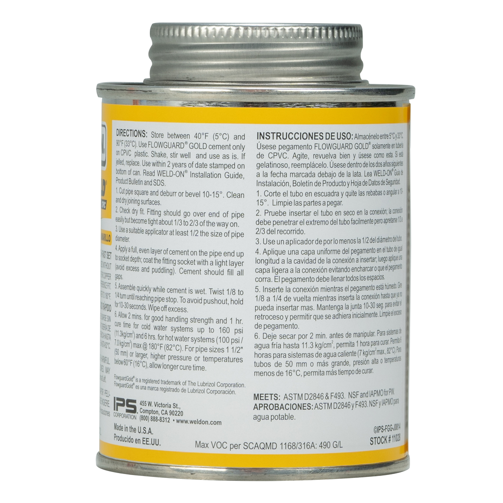 FLOWGUARD GOLD® CPVC - MEDIUM BODIED YELLOW 1/2 PINT