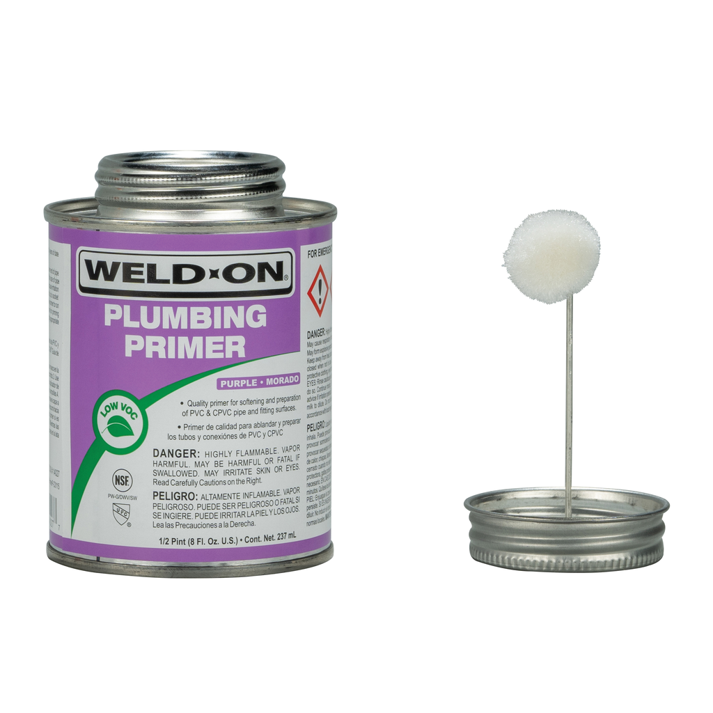 Weld-On 14027 Low VOC Non-Bodied Fast-Acting Plumbing Primer, 1/2 pt Can with Applicator Cap, Purple