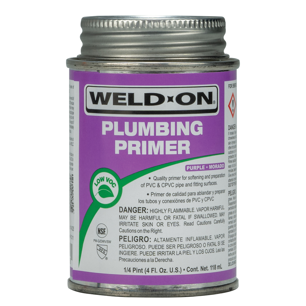Weld-On 14028 Low VOC Non-Bodied Fast-Acting Plumbing Primer, 1/4 pt Can with Applicator Cap, Purple