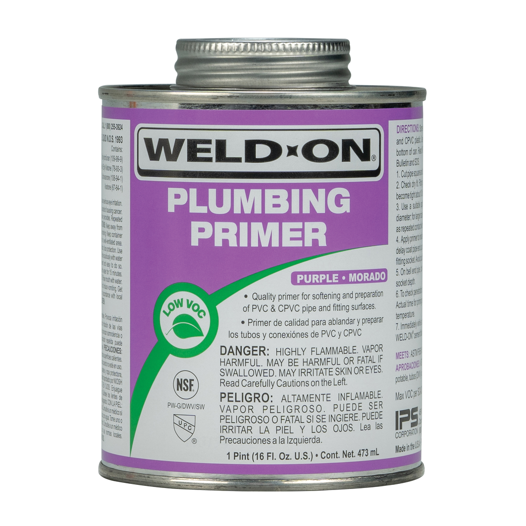 Weld-On 14026 Low VOC Non-Bodied Fast-Acting Plumbing Primer, 1 pt Can with Applicator Cap, Purple