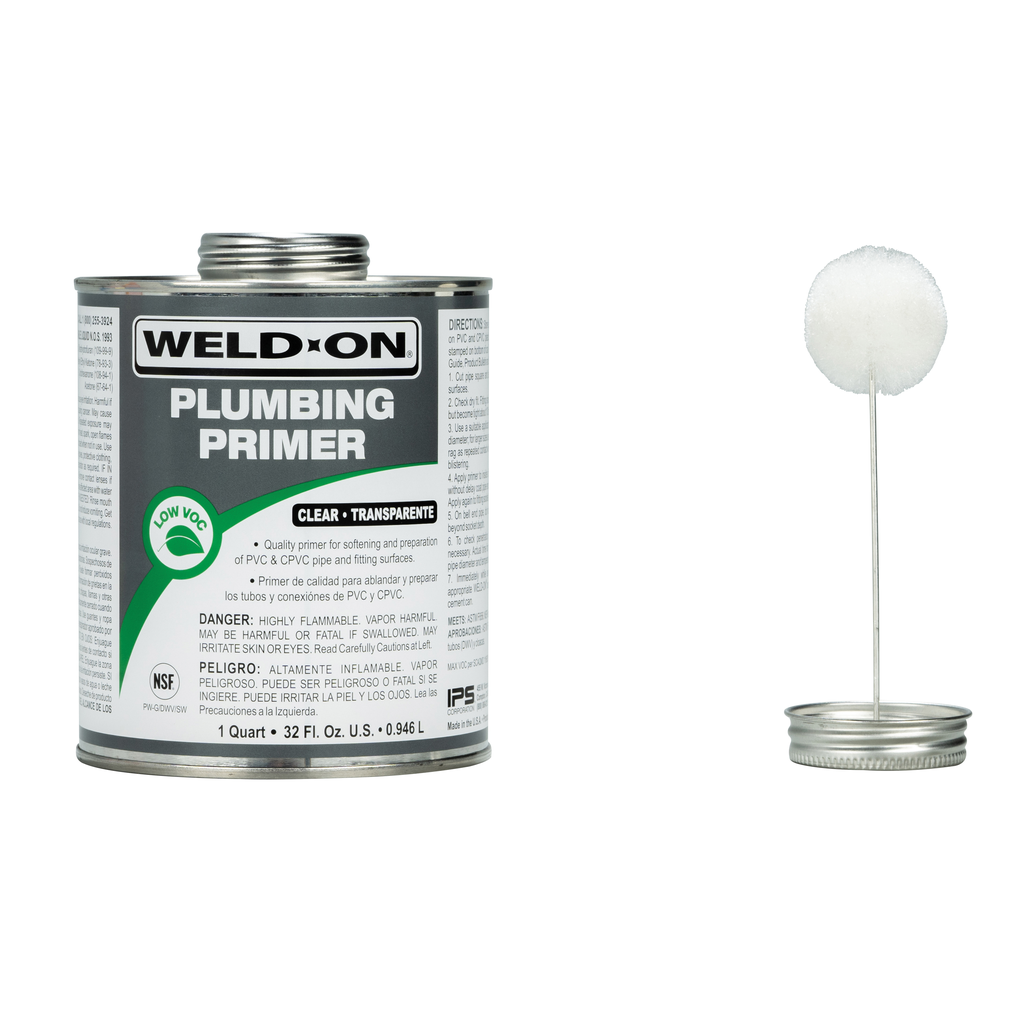 Weld-On 14030 Non-Bodied Fast-Acting Low VOC Plumbing Primer, 1 qt Can with Applicator Cap, Clear