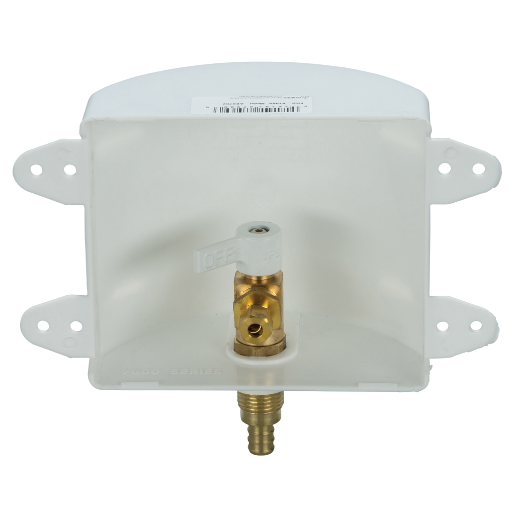 Water-Tite 87969 Plastic Square Outlet Box with Quarter-Turn Lead Free Brass Valve, 1/2 Inch F1807 PEX