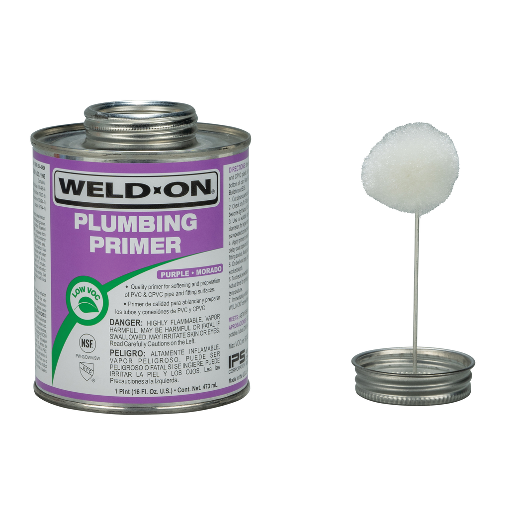 Weld-On 14026 Low VOC Non-Bodied Fast-Acting Plumbing Primer, 1 pt Can with Applicator Cap, Purple