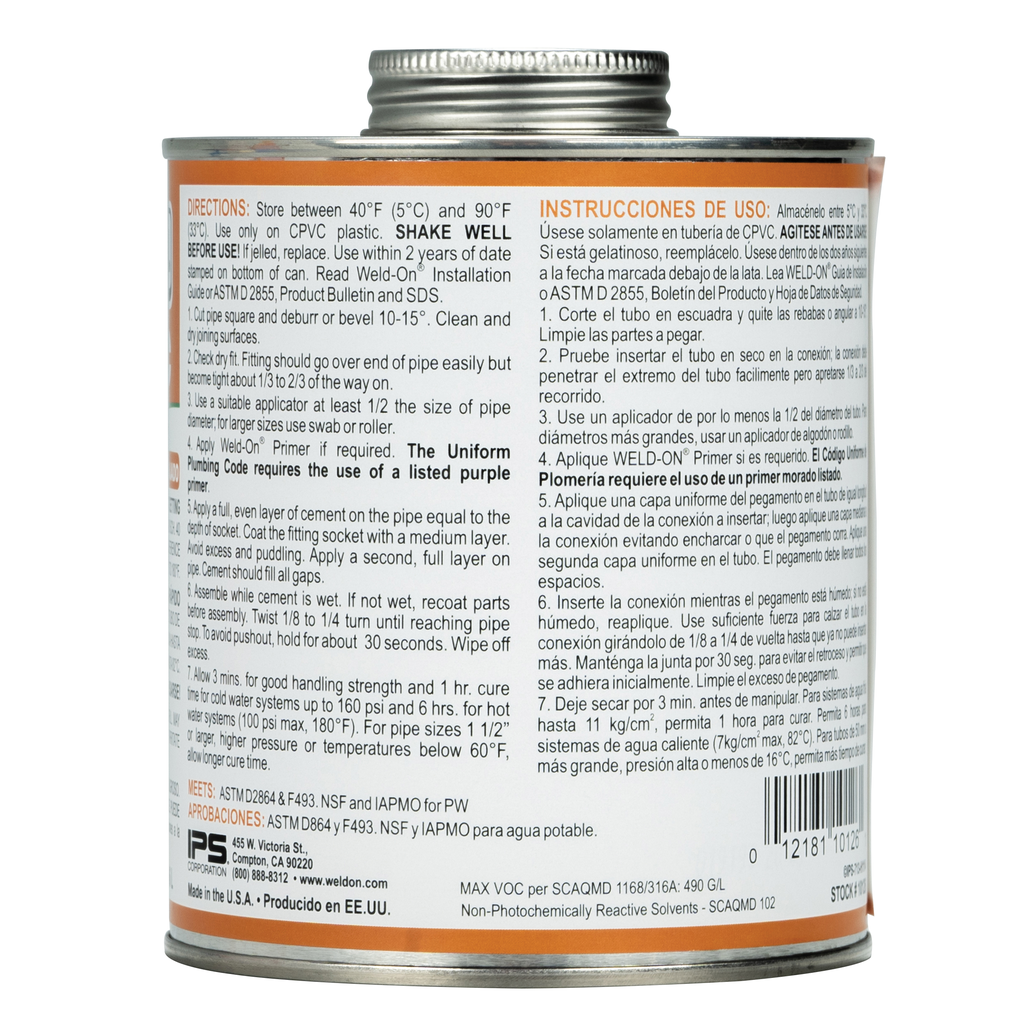 713™ CPVC - REGULAR BODIED ORANGE QUART