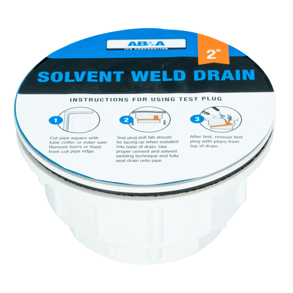 AB&A 63500 PVC Rib Grip Shower Drain with Receptor Base, 2 Inch Solvent Weld, Polished Chrome