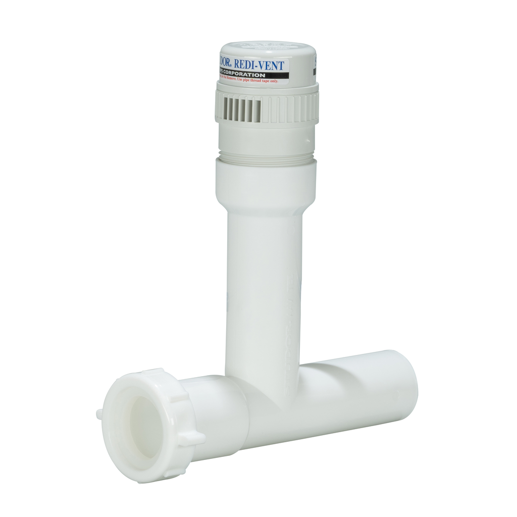 Studor 20391 ABS AAV Tee Redi-Vent Air Admittance Valve with Tubular Adapter, 1-1/2 Inch