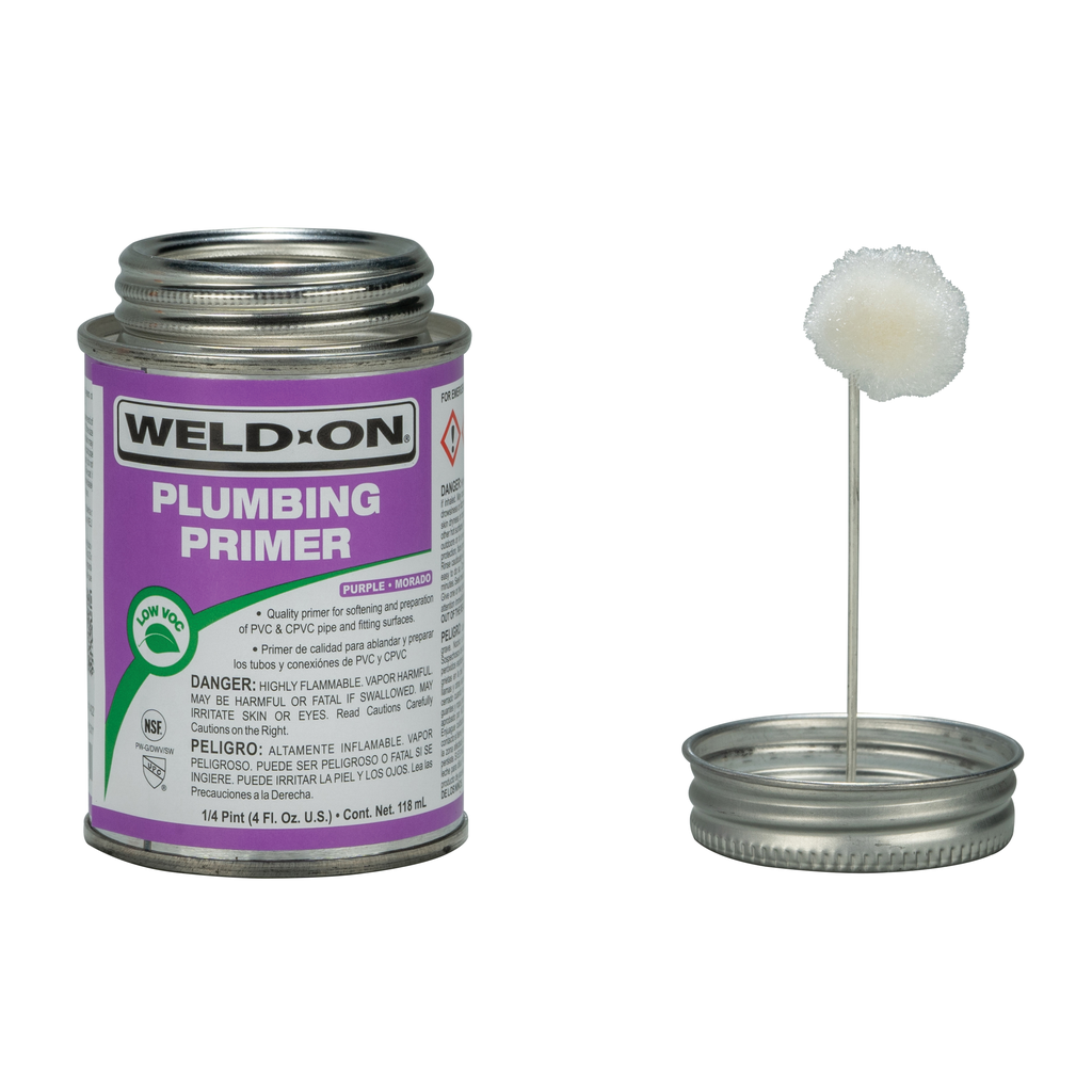 Weld-On 14028 Low VOC Non-Bodied Fast-Acting Plumbing Primer, 1/4 pt Can with Applicator Cap, Purple
