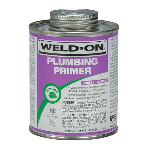 Weld-On 14026 Low VOC Non-Bodied Fast-Acting Plumbing Primer, 1 pt Can with Applicator Cap, Purple