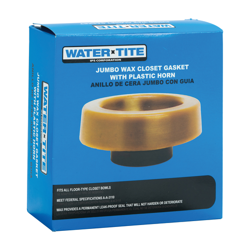 Water-Tite 82561 100% Pure Petroleum Slack Wax Jumbo Gasket with Horn, Brown