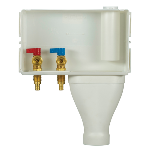 Water-Tite 87361 White Plastic Contractor Pack Right Drain Wide Mouth Outlet Box with Quarter-Turn Brass Valve, 1/2 Inch F1807 PEX
